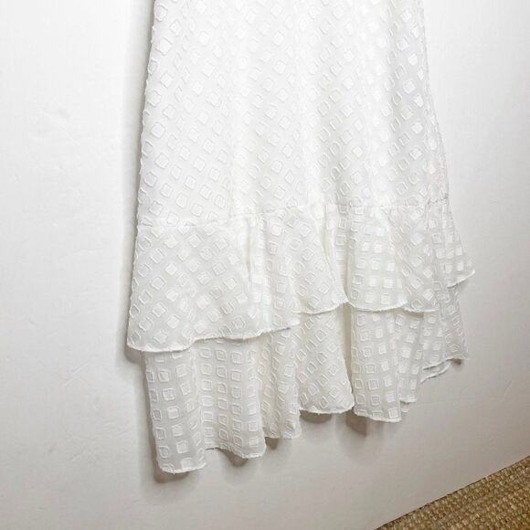 Senlis Cora Ruffled Sleeveless Mini Dress White Diamond Fil Coupe Size XS NEW - Picture 5 of 8